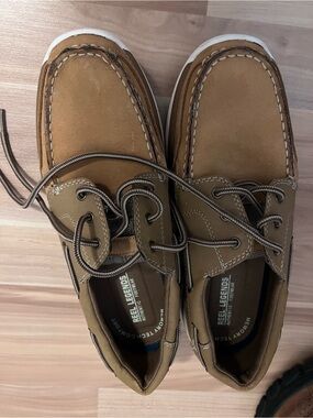 Reel Legends Men's Brown/Tan Leather Boat Shoes